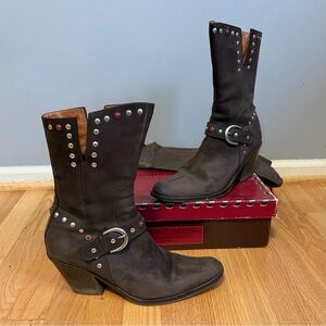 Donald J Pliner Noel Brown Leather Western Cowboy Boots 9.5